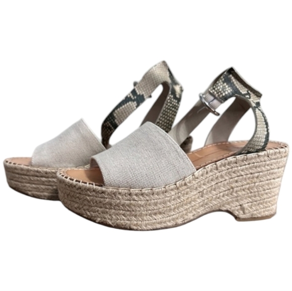 Dolce Vita Lesly Wedge Espadrille Platform Sandals 7 Snake Ankle Straps - Picture 2 of 8